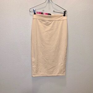 NWT Esteez nude stretchy office midi pencil skirt